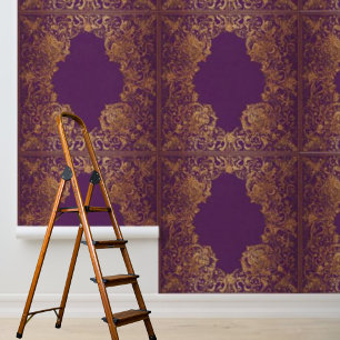 Papier Peint Peel and Stick motif d'or violet d'inspiration ind