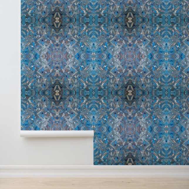 Papier Peint Peel et bâton d'art Abstrait bleu outrefin (Application)