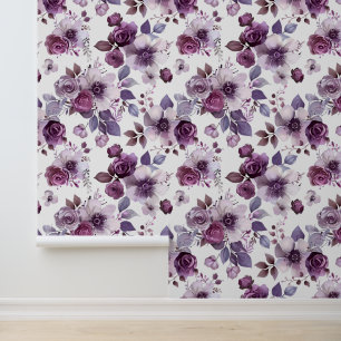 Papier Peint Peel Et Bâton Floral Abstrait Rose Et Violet