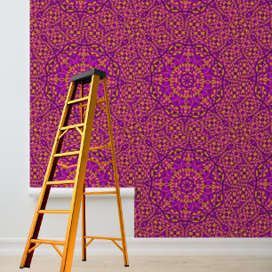 Papier Peint Peel et bâton rose noir orange cercles mandala