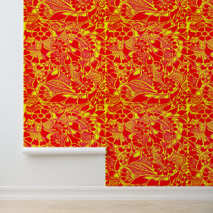 Papier Peint Peinture à la main Floral Mehndi Henné Peel et Bât