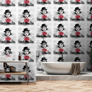 Papier Peint Peinture artistique de clown avec rose