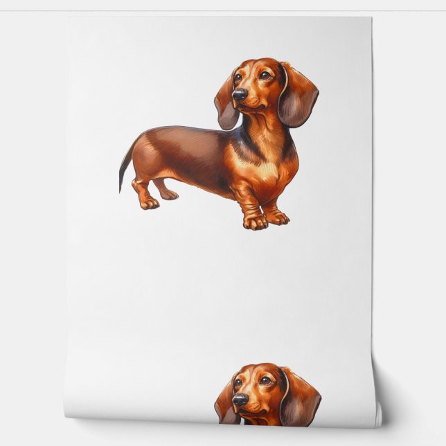 Papier Peint Peinture de Dachshund - Peinture d'aquarelle de ch (Déroulement)