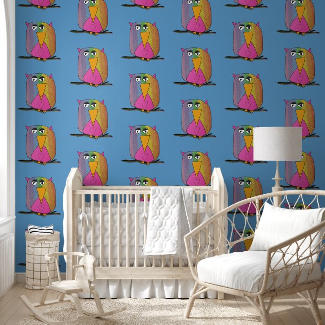 Papier Peint Peinture de hibou par enfants (Enfants)