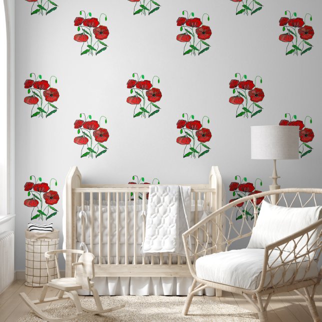 Papier Peint Peinture des pavots rouges (Enfants)