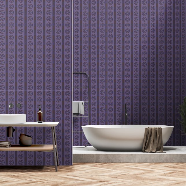 Papier Peint Pentagramme rouillé pourpre moyen (Salle de bain)