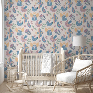 Papier Peint Pépinière d'art populaire scandinave