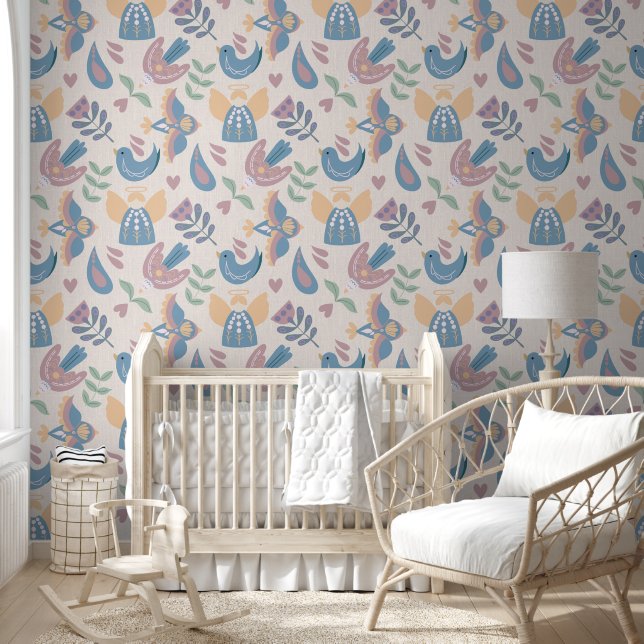 Papier Peint Pépinière d'art populaire scandinave (Enfants)