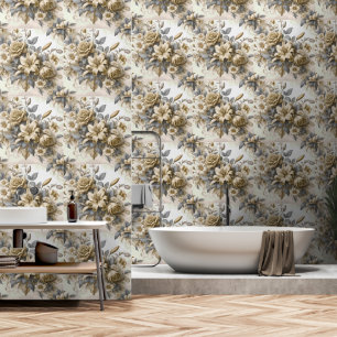 Papier Peint Perfection florale Jaune antique
