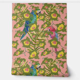 Papier Peint Perroquets Et Fleurs Tropicaux Exotiques