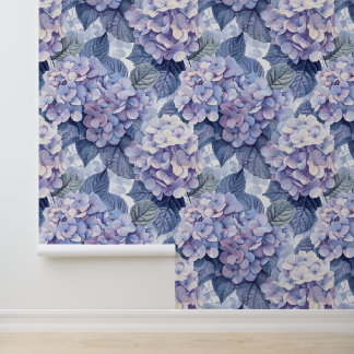 Papier Peint Pétales de fleurs bleues pourpres de l'Hydrangea h
