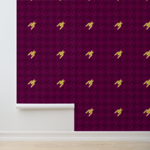 Papier Peint Petit chien à motif pied-de-poule rose avec accent
