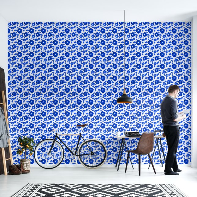 Papier Peint Petite couverture murale en Roses Bleues (Salon)