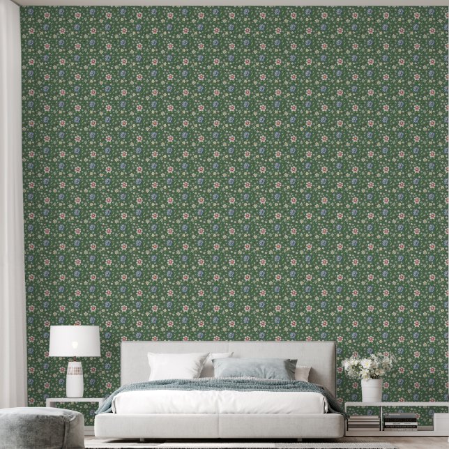 Papier Peint Petits motifs de coccinelles et de fleurs (Chambre à coucher)