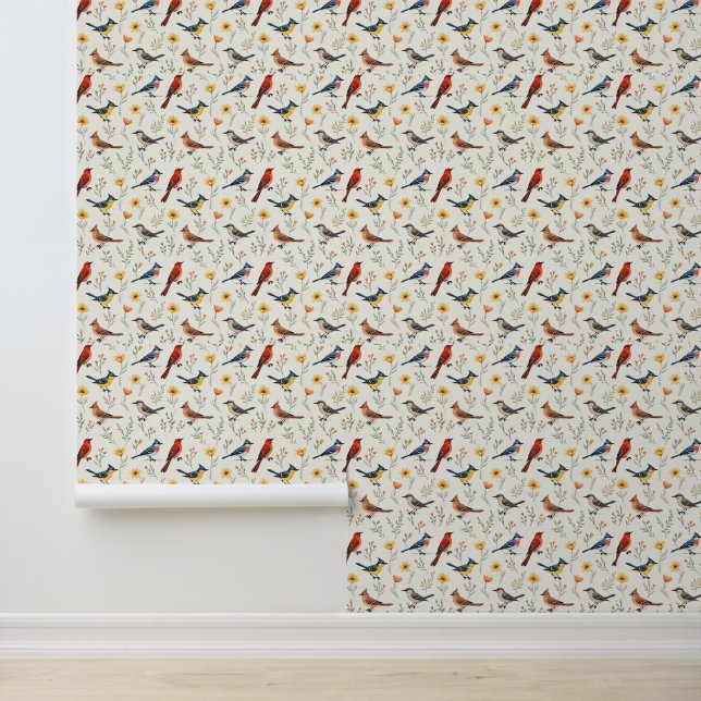 Papier Peint Petits oiseaux colorés (Application)