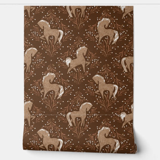 Papier Peint Pferde mit floral Elementen