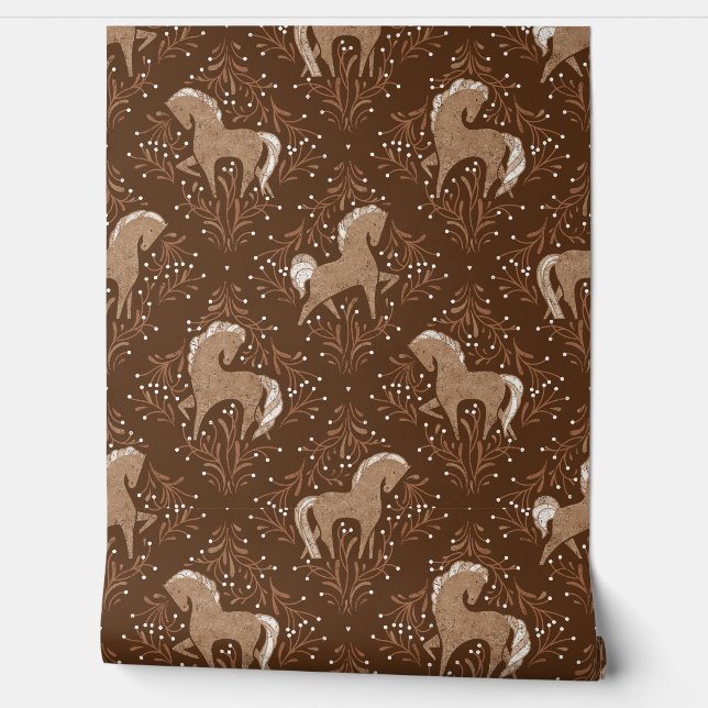 Papier Peint Pferde mit floral Elementen (Déroulement)