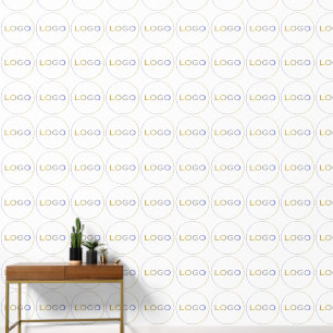 Papier Peint Photo du logo rond sur Motif simple blanc