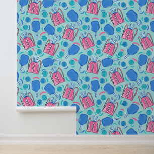 Papier Peint Pickleball Blue Paddles Blue Turquoise Balls Prepp
