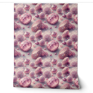 Papier Peint Pierres précieuses roses et motif de cristaux de j