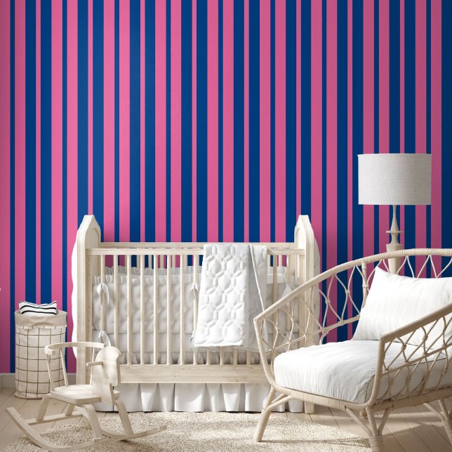 Papier Peint Pink Blue Stylish Stripes Pattern Design  (Créateur téléchargé)
