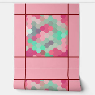 Papier Peint Pink hexagone