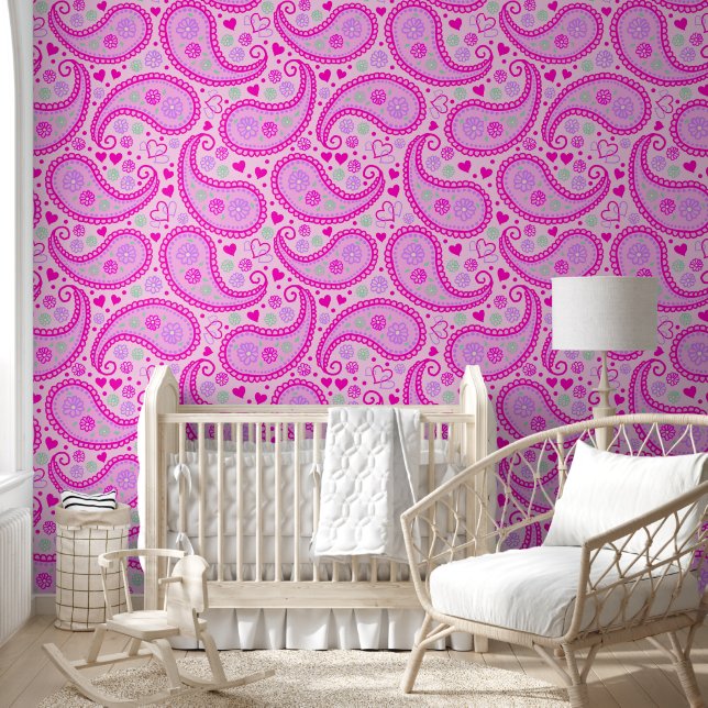 Papier Peint Pink Paisley Love Baby Girl Nursery (Enfants)