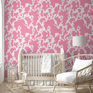 Papier Peint Pink & White Cow Print Pattern