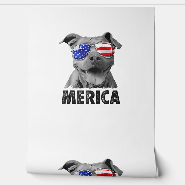 Papier Peint Pit Bull 4 juillet Merica Hommes Drapeau Américain (Déroulement)