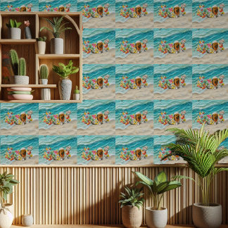 Papier Peint Plage Cocktails Fruits tropicaux Fête de Bachelore