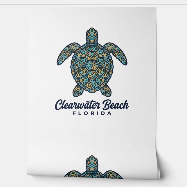 Papier Peint Plage de Clearwater Floride Tortue de mer Vector D (Déroulement)