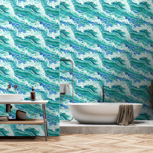 Papier Peint Plage motif côtière avec vagues océaniques