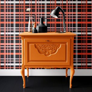 Papier Peint Plaid à Halloween rose, orange et noir tendance