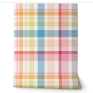 Papier Peint Plaid multicolore pastel brillant du clan tartan