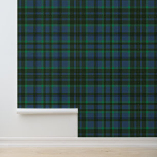 Papier Peint Plaid vert et bleu Preppy
