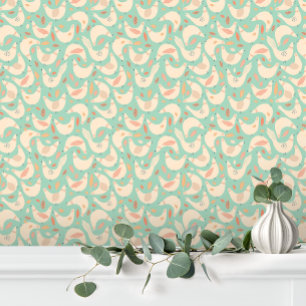 Papier Peint Plaisir Cute Rose Vert ferme poulet