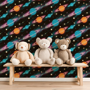 Papier Peint Planètes néons et lunes Espace extra-atmosphérique