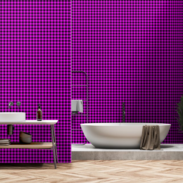 Papier Peint Plat de buffle rose Fuchsia d'un pouce (Salle de bain)
