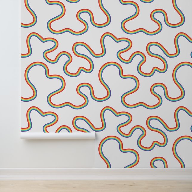 Papier Peint Playful Rainbow Ribbon Wallpaper (Application)