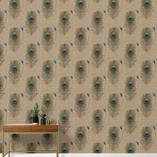 Papier Peint Plume de Paon Texturée Haut de Gamme