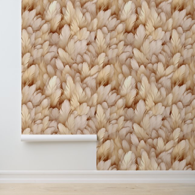 Papier Peint plumes beige moderne  (Application)