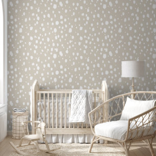 Papier Peint Points abstraits beige clair et blanc