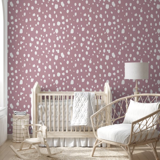 Papier Peint Points abstraits mauves et blancs (Enfants)