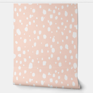 Papier Peint Points abstraits rose et blanc