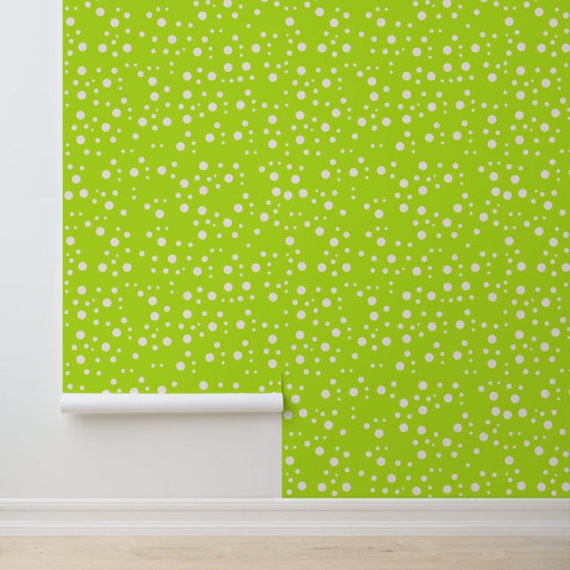 Papier Peint Points Blancs Modernes sur Fond Vert Clair (Application)