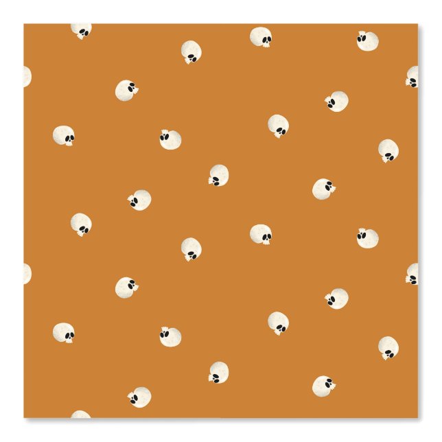 Papier Peint Points de crâne Kawaii mignons aléatoires orange (Recto)