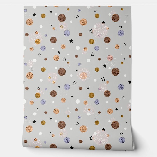 Papier Peint Points multicolores sur gris.  (Déroulement)