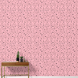 Papier Peint Points noirs modernes - Rose clair tendance