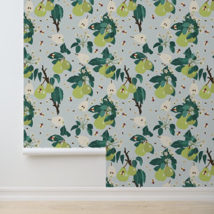 Papier Peint Poires & Abeilles dans une cuisine de jardin flora