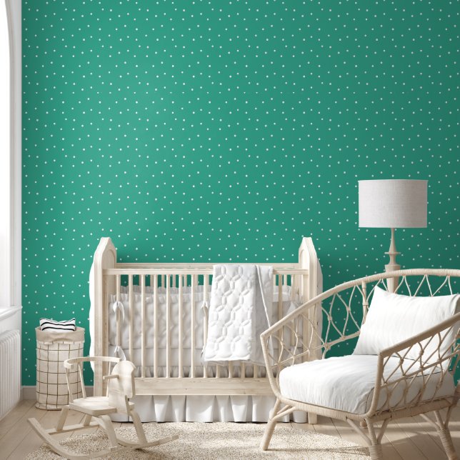 Papier Peint Pois blancs sur Turquoise (Enfants)